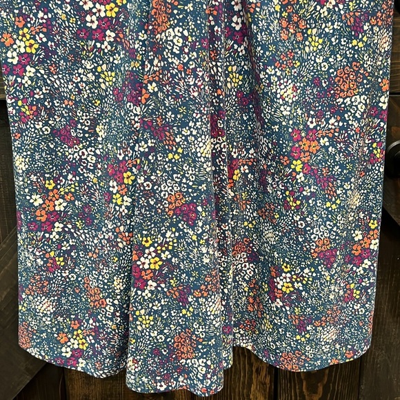 Lands End Floral Midi Dress M Tall Sheath Knot Front Sleeves Cottagecore Boho - Picture 4 of 13